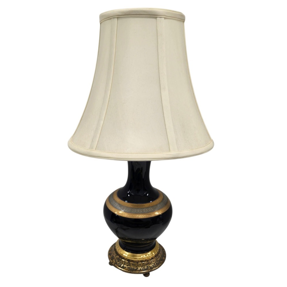 Marbro Original Italian Porcelain Table Lamp Cobalt Blue 1960s Empire RARE